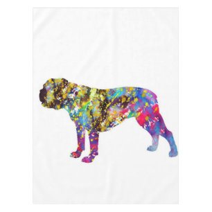 Bulldog Art Watercolor Portrait Tablecloth