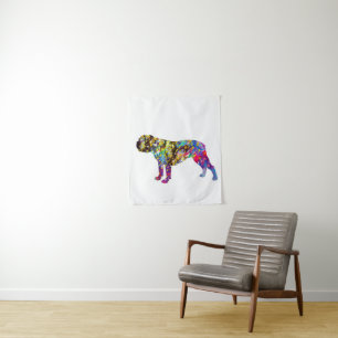 Bulldog Art Watercolor Portrait Tapestry