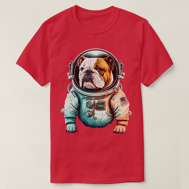 Bulldog Astronaut 2 T-Shirt (Design Front)
