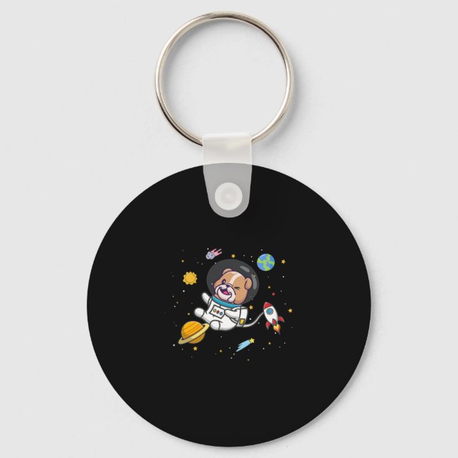Bulldog Astronaut  Key Ring (Front)