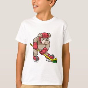 Bulldog at Ice hockey with Hockey stick T-Shirt