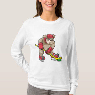 Bulldog at Ice hockey with Hockey stick T-Shirt