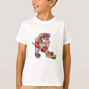 Bulldog at Ice hockey with Ice hockey stick T-Shirt