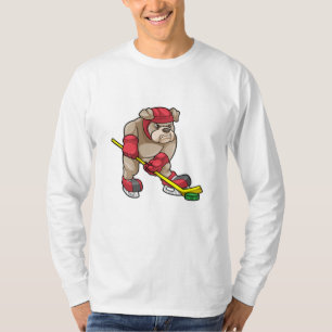 Bulldog at Ice hockey with Ice hockey stick T-Shirt