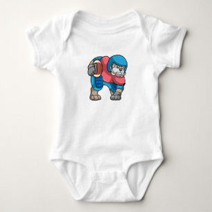 Bulldog at Sports with Football & Helmet Baby Bodysuit