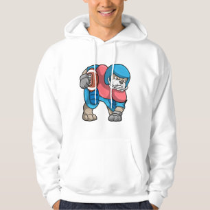 Bulldog at Sports with Football & Helmet Hoodie