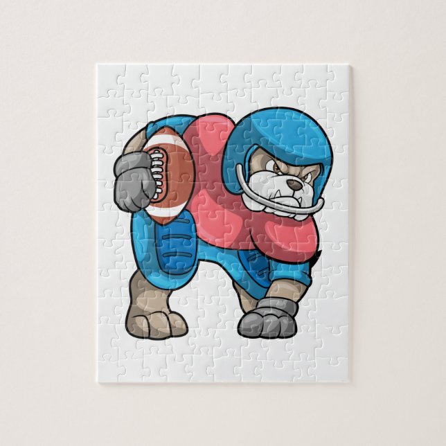 Bulldog at Sports with Football & Helmet Jigsaw Puzzle (Vertical)
