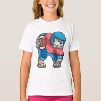 Bulldog at Sports with Football & Helmet