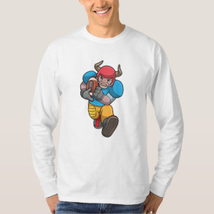 Bulldog at Sports with Football & Helmet T-Shirt