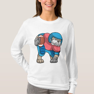 Bulldog at Sports with Football & Helmet T-Shirt