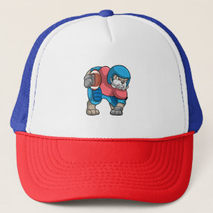 Bulldog at Sports with Football & Helmet Trucker Hat