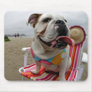 Bulldog at the Beach Mouse Pad