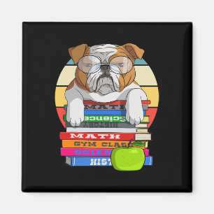 Bulldog Back To School Book Worm Dog Magnet