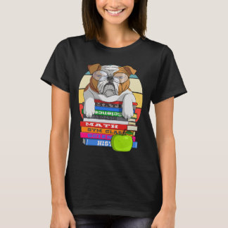 Bulldog Back To School Book Worm Dog T-Shirt