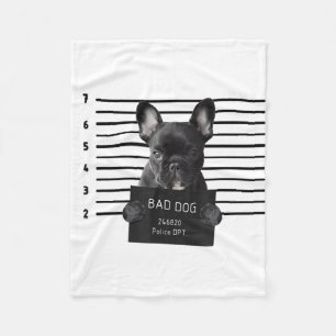 Bulldog Bad Dog Jail Frenchie Dog Mum Lover Fleece Blanket