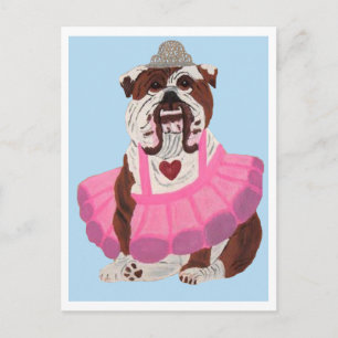 Bulldog Ballerina Holiday Postcard