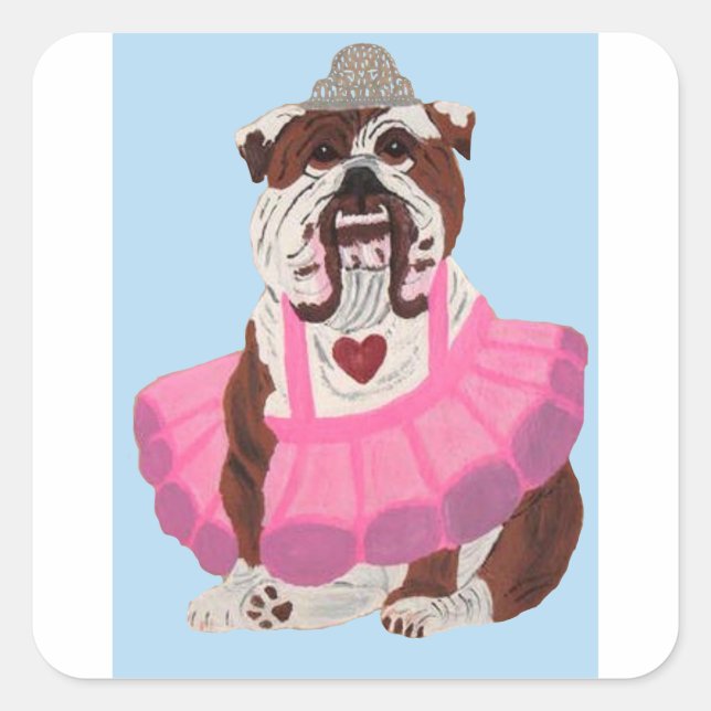 Bulldog Ballerina Square Sticker (Front)