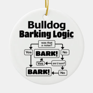 Bulldog Barking Logic Ceramic Tree Decoration