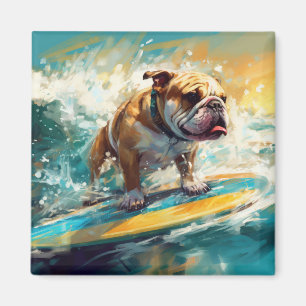 Bulldog Beach Surfing Painting Magnet
