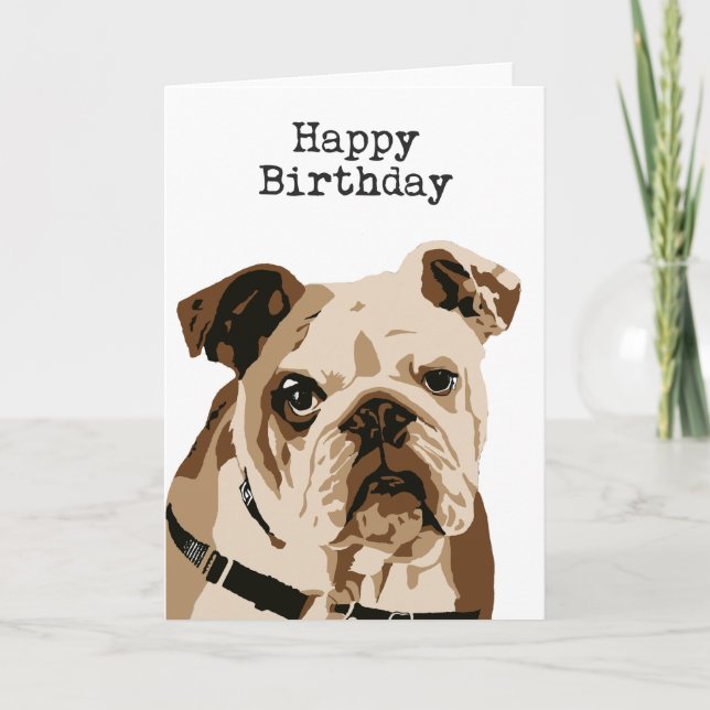 Bulldog birthday card funny greeting card (Front)
