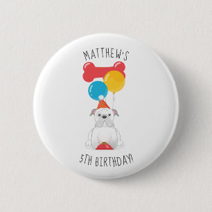 Bulldog Birthday Party 6 Cm Round Badge