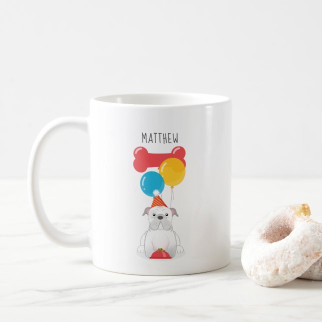 Bulldog Birthday Party Coffee Mug (With Donut)