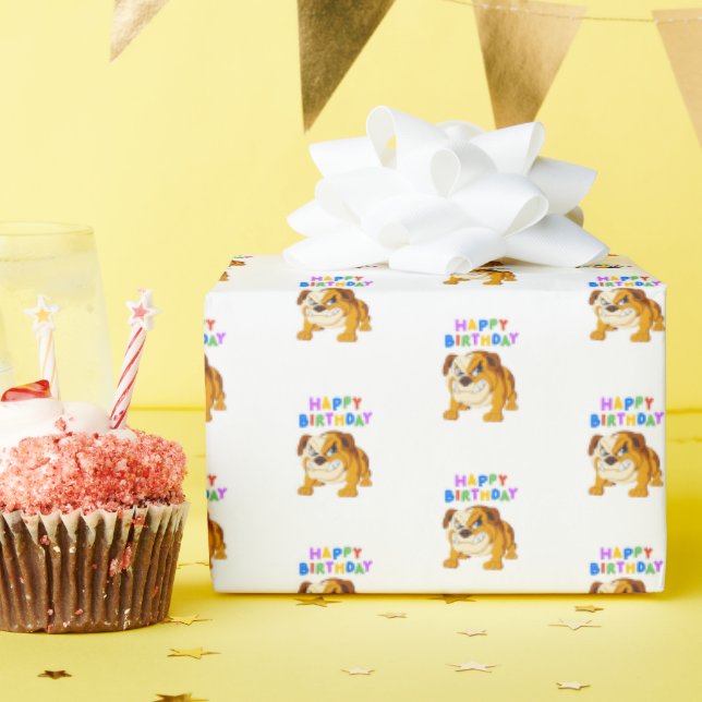 Bulldog Birthday Wrapping Paper (Birthday Party)