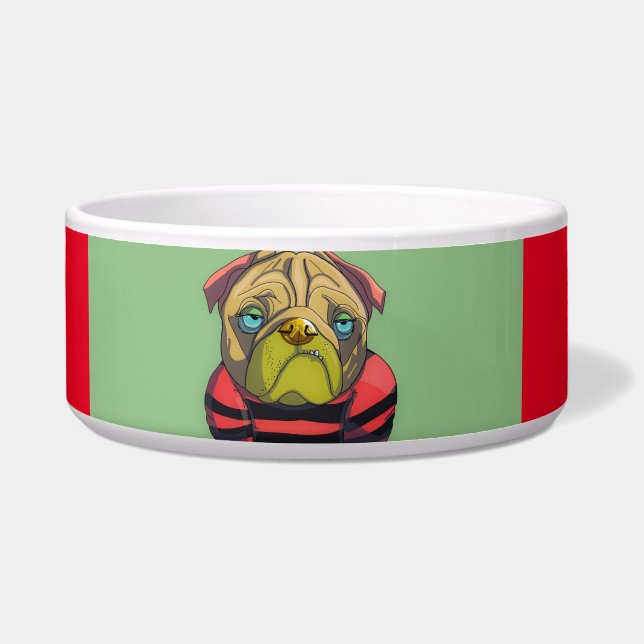 BULLDOG BOXER ART DOG BOWL (Front)