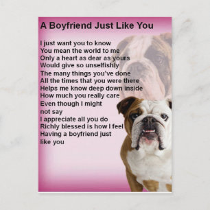Bulldog Boyfriend Poem Postcard