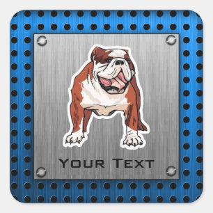 Bulldog; Brushed metal look Square Sticker