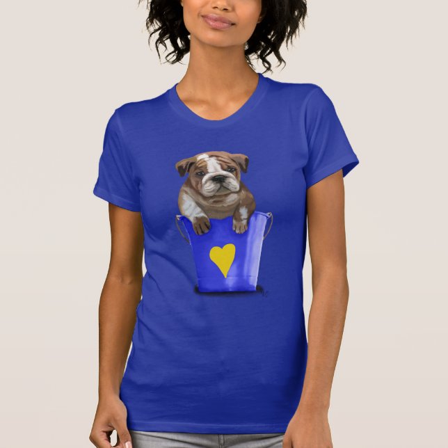 Bulldog Bucket Of Love Blue T-Shirt (Front)