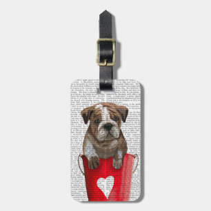 Bulldog Bucket Of Love Red Luggage Tag
