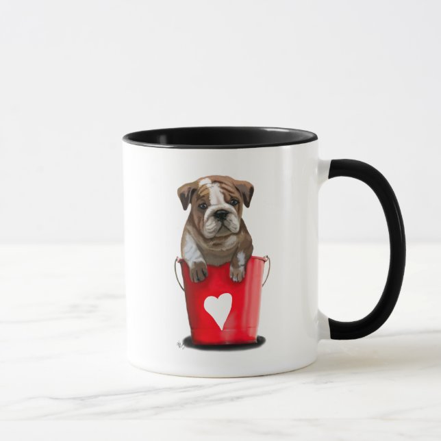 Bulldog Bucket Of Love Red Mug (Right)