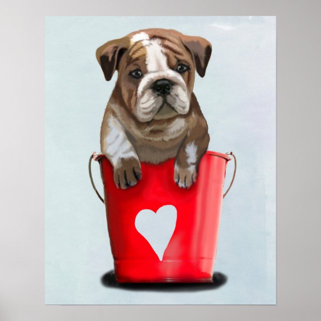 Bulldog Bucket Of Love Red Poster (Front)