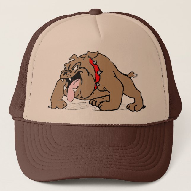 Bulldog Cartoon Art Trucker Hat (Front)