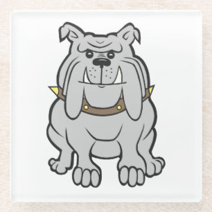 bulldog cartoon glass coaster