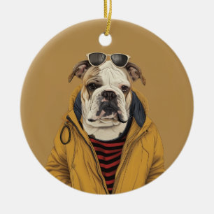 Bulldog ceramic tree decoration