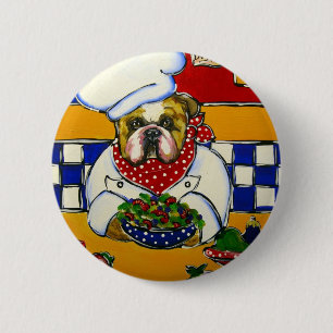 Bulldog Chef 6 Cm Round Badge