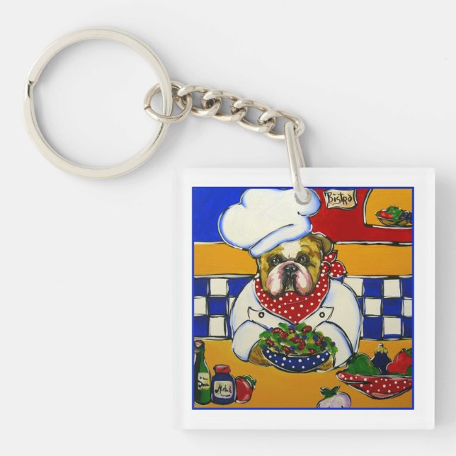 Bulldog Chef Key Ring (Front)