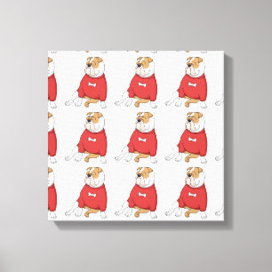 bulldog chillin in sweater cartoon canvas print