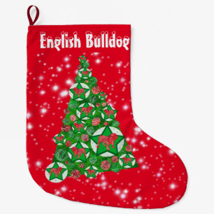 Bulldog Christmas Big Tree Decoration Red Large Christmas Stocking