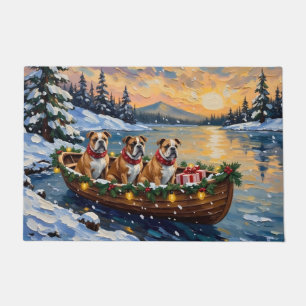 Bulldog Christmas Boat Holiday Doormat