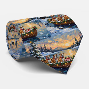 Bulldog Christmas Boat Holiday Tie