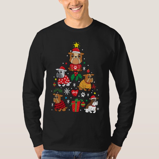 Bulldog Christmas Dog Tree   Bulldog T-Shirt (Front)