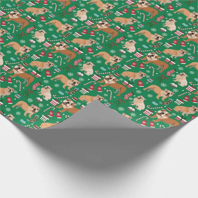 Bulldog Christmas dog Wrapping Paper (Corner)