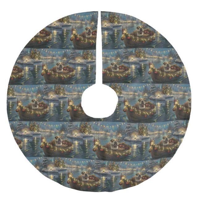 Bulldog Christmas Festive Voyage Brushed Polyester Tree Skirt (Front)