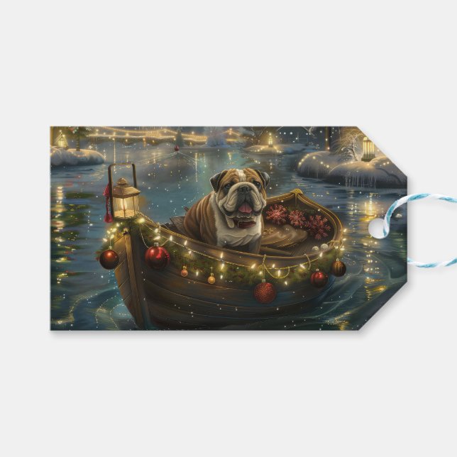 Bulldog Christmas Festive Voyage Gift Tags (Front (Horizontal))