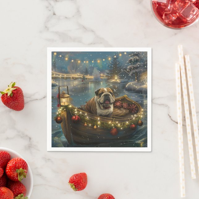 Bulldog Christmas Festive Voyage Napkin (Insitu)
