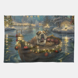 Bulldog Christmas Festive Voyage Tea Towel