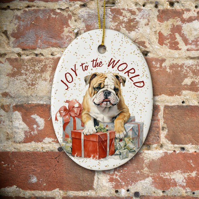 Bulldog Christmas Gifts Joy to the World Ceramic Tree Decoration (Creator Uploaded)